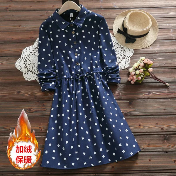 2018 Winter Mori Girl Line College Style Sweet Cartoon Cat Printed Brushed And Thick Long-sleeved Dress 90497
2018 Winter Mori Girl Line College Style Sweet Cartoon Cat Printed Brushed And Thick Long-sleeved Dress 90497