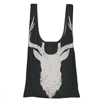 Folding Eco-friendly Shopping Bag Grocery with Handle Vintage Deer Head Shoulder-Bag Fruit Vegetable Reusable Tote Bag 
Folding Eco-friendly Shopping Bag Grocery with Handle Vintage Deer Head Shoulder-Bag Fruit Vegetable Reusable Tote Bag
