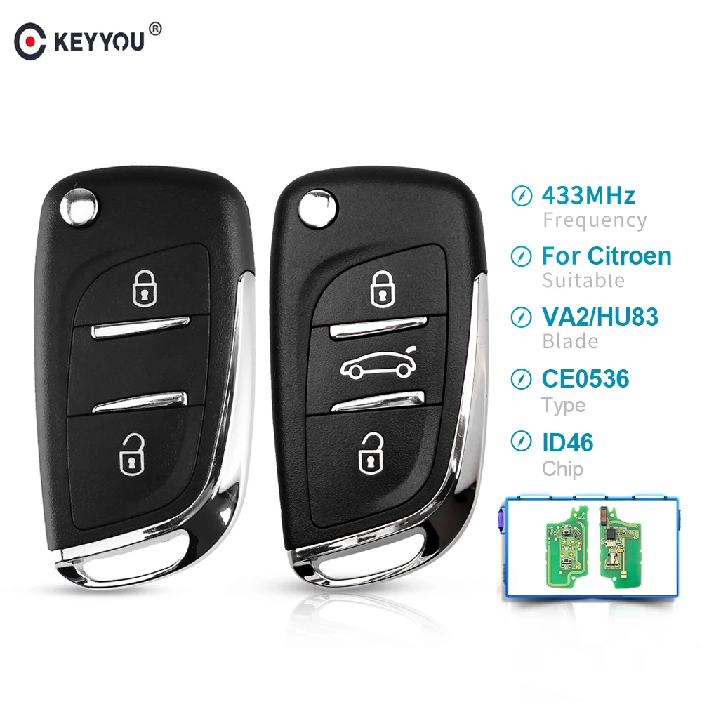KEYYOU 434MHz ASK Modified Flip Remote Car Key For Citroen C2 C3 C4 C5 C6 C8 PICASSO Fob CE0536 VA2/HU83 Blade 2/3 Buttons Key
KEYYOU 434MHz ASK Modified Flip Remote Car Key For Citroen C2 C3 C4 C5 C6 C8 PICASSO Fob CE0536 VA2/HU83 Blade 2/3 Buttons Key