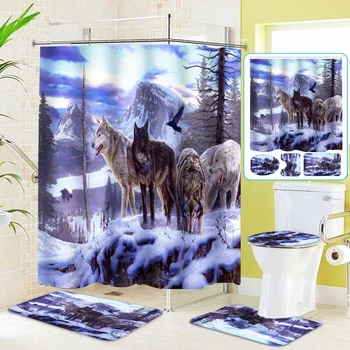 1/3/4 Pcs Snow Wolf Printing Bathroom Shower Curtain Sets Non-Slip Waterproof Rug Kit Toilet Lid Cover and Bath Mat Home Decor
1/3/4 Pcs Snow Wolf Printing Bathroom Shower Curtain Sets Non-Slip Waterproof Rug Kit Toilet Lid Cover and Bath Mat Home Decor