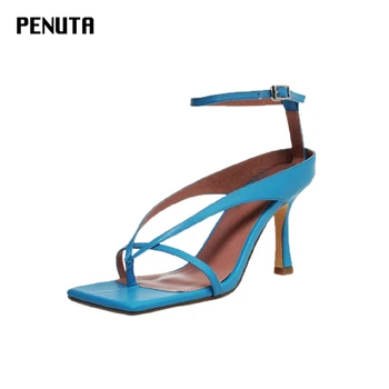 2020 PENUTA High Heel Flip Flop Sandals Genuine Leather Gladiator Summer Shoes Women Square Toe Ankle Strappy Runway Heels X0012
2020 PENUTA High Heel Flip Flop Sandals Genuine Leather Gladiator Summer Shoes Women Square Toe Ankle Strappy Runway Heels X0012