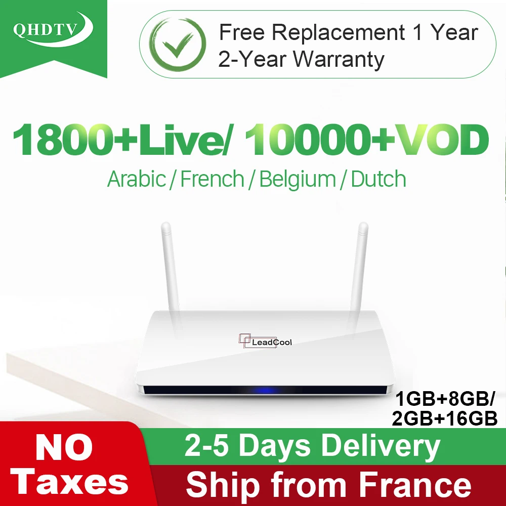 IPTV France Arabic Leadcool QHDTV IPTV Box Android 8.1 RK3229 QHDTV Subscription Arabic French Netherlands Belgium Morocco IP TV
IPTV France Arabic Leadcool QHDTV IPTV Box Android 8.1 RK3229 QHDTV Subscription Arabic French Netherlands Belgium Morocco IP TV