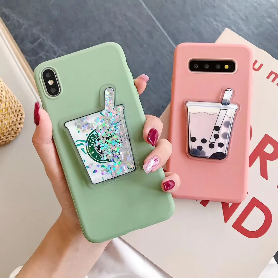 3D жидкого молока Чай чехол для samsung A6 A7 A9 2018 A10 A20 A30 A40 A50 A70 J4 J5 J6 премьер удар милые