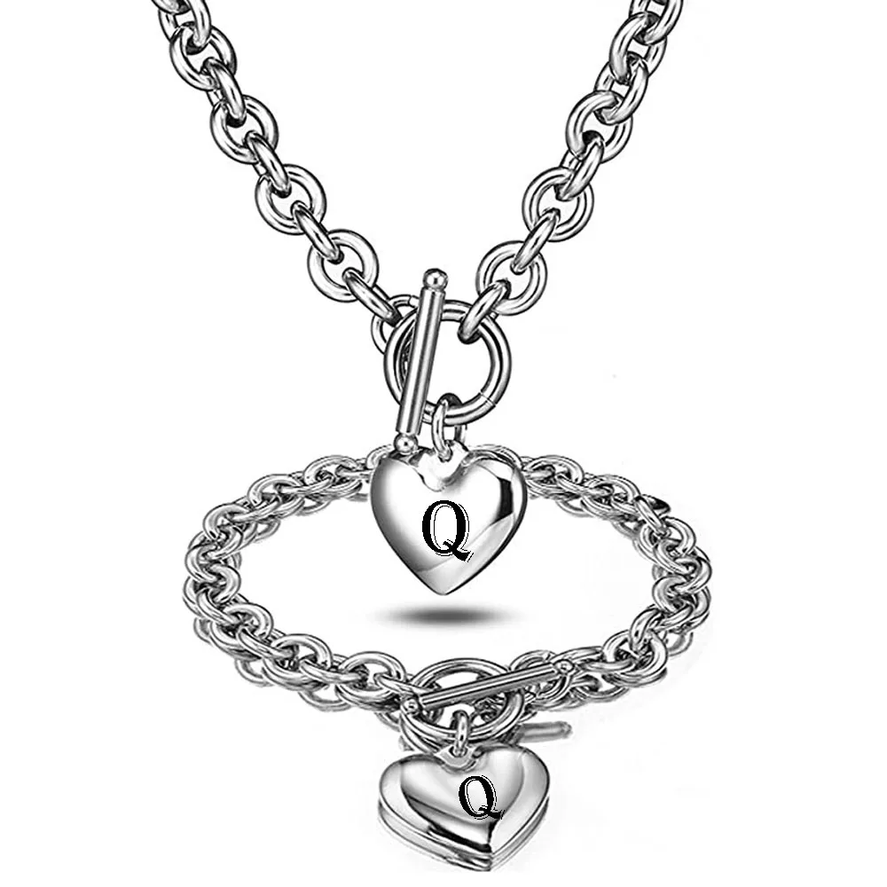 Кулон в виде сердца ожерелье и браслет наборы цепочек для женщин нержавеющая