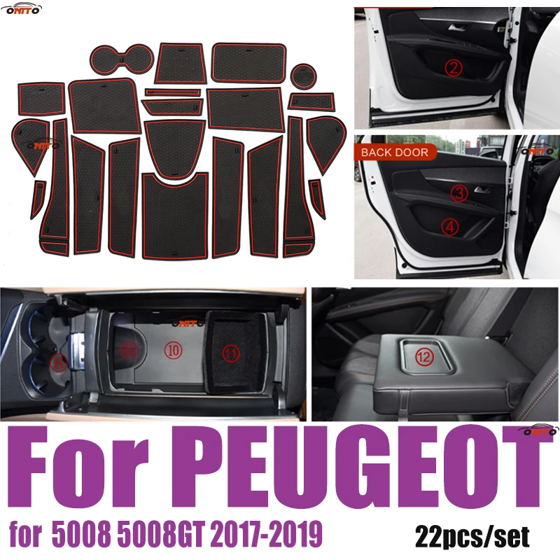 Anti-slip Car Door Gate Slot Mat Covers Car Accessory Rubber Cushion Cup Pad Mat 22pcs/set For PEUGEOT 5008 5008GT 2017-2019
Anti-slip Car Door Gate Slot Mat Covers Car Accessory Rubber Cushion Cup Pad Mat 22pcs/set For PEUGEOT 5008 5008GT 2017-2019