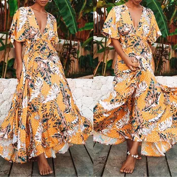 Dress Womens Sexy Floral Print Vintage Elegant V Neck Loose Lady Blackless Long Dress Women Clothes Sundress Bohemia Dress
Dress Womens Sexy Floral Print Vintage Elegant V Neck Loose Lady Blackless Long Dress Women Clothes Sundress Bohemia Dress