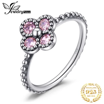 

Jewelrypalace 925 Sterling Silver Rings Glitter Pink Murano Glass Flora Coctail Rings Flower Unique Fashion Jewelry Women Gifts