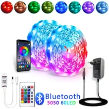 Bluetooth LED Strip Light RGB 5050 SMD 2835 Flexible Ribbon Fita Led Light Strip RGB 5M 10M 15M Tape Diode DC12V 60LED/M+Adapter
Bluetooth LED Strip Light RGB 5050 SMD 2835 Flexible Ribbon Fita Led Light Strip RGB 5M 10M 15M Tape Diode DC12V 60LED/M+Adapter
