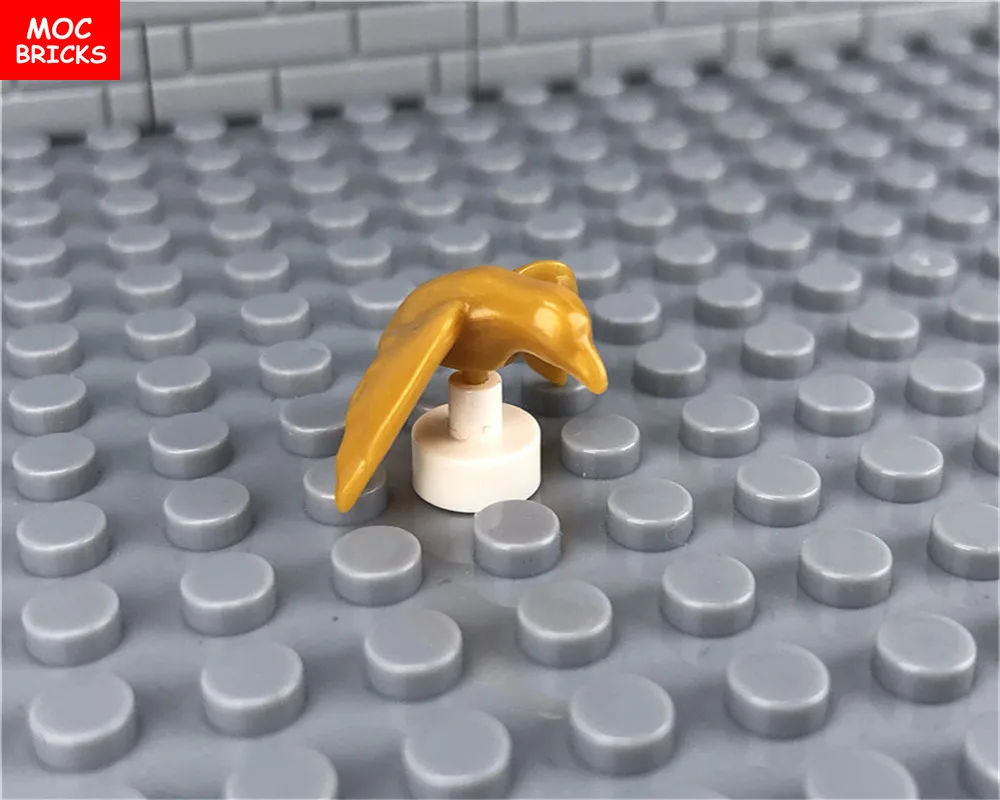100 шт./лот MOC кирпичи золотой шлейф птица подходит для 13665 фигурок сделай сам