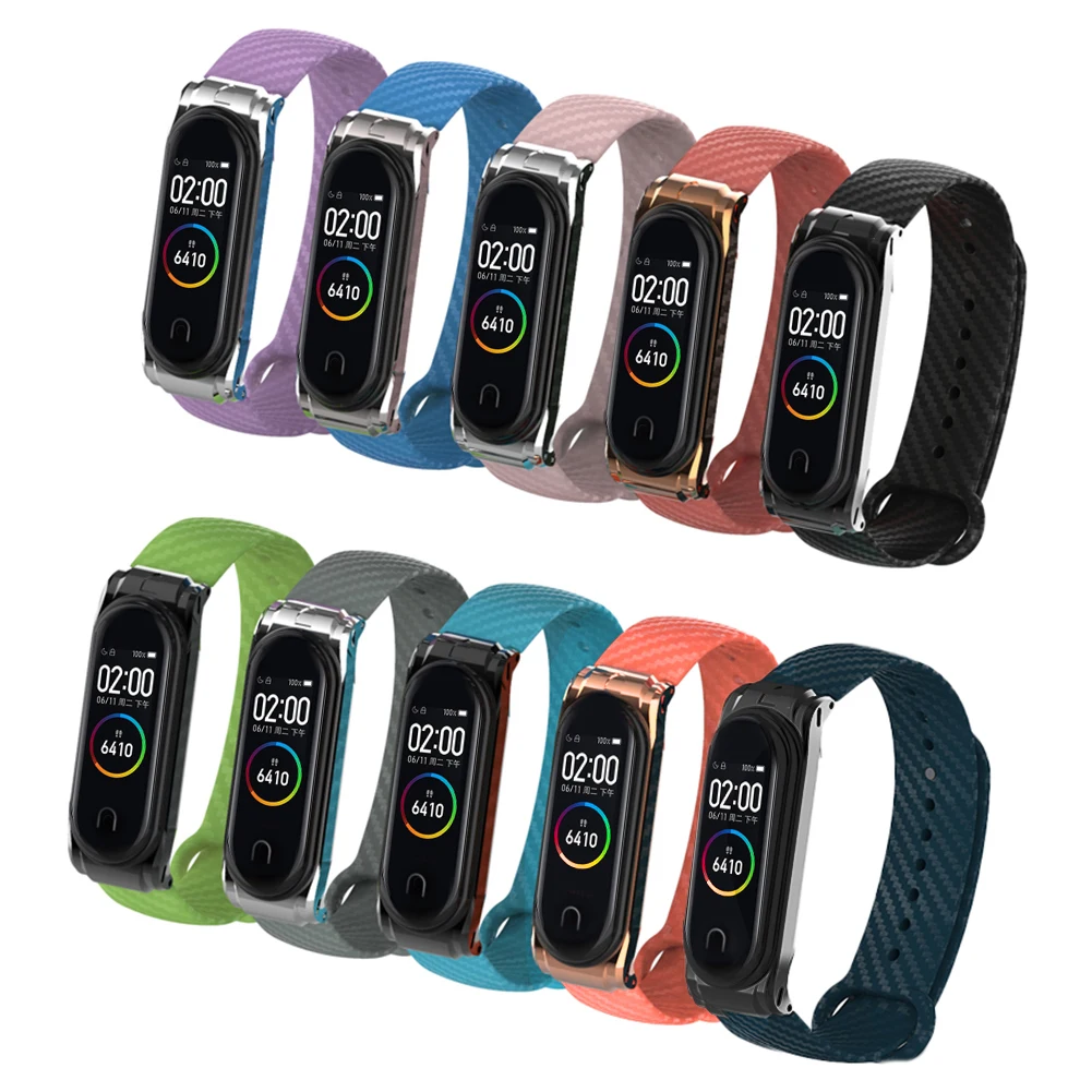 Ремешок для Xiaomi Mi Band 4 3 цветной сменный Улучшенный браслет из углеродного волокна