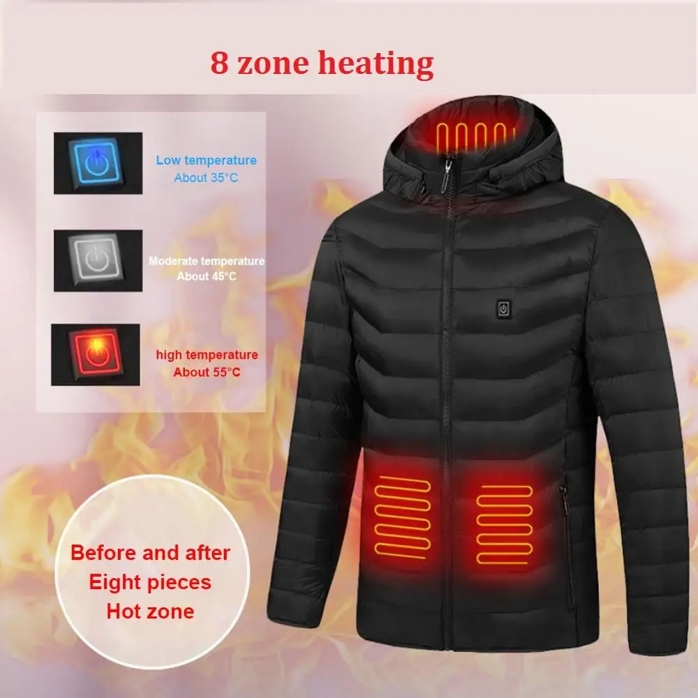 8 Zone Fashion Universal Electric Heating Jacket Long Sleeve Hooded Heating Cotton Jacket Winter Plus Size Vest 2020
8 Zone Fashion Universal Electric Heating Jacket Long Sleeve Hooded Heating Cotton Jacket Winter Plus Size Vest 2020