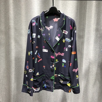 Jaket Women Summer New Fashion Long Sleeve Big Lapel Silk Good Quality Printing Thin Pocket High-grade Short Jackets Women
Jaket Women Summer New Fashion Long Sleeve Big Lapel Silk Good Quality Printing Thin Pocket High-grade Short Jackets Women