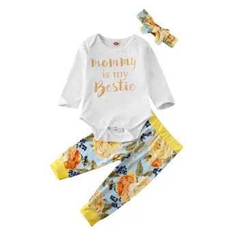 Autumn 3PCS Newborn Baby Girl Romper Top Floral Pants Outfits Clothes Set Headband Long Sleeve Jumpsuit Play Wear Sunsuit
Autumn 3PCS Newborn Baby Girl Romper Top Floral Pants Outfits Clothes Set Headband Long Sleeve Jumpsuit Play Wear Sunsuit