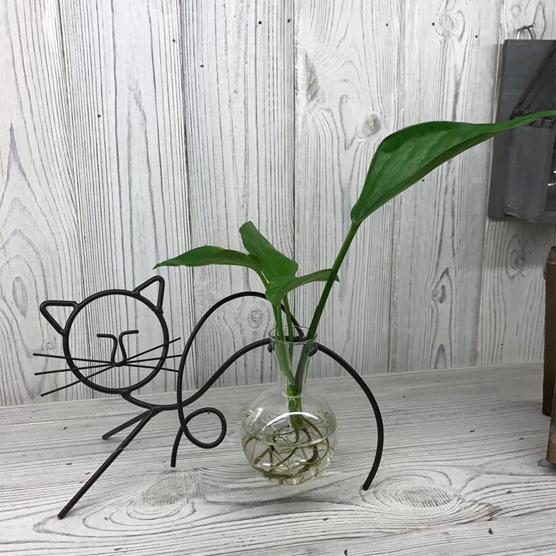 Cat Glass Planter Vase Holder, Plant Terrarium, Propagation Station, Metal Stand for Hydroponics Plants Home Garden Wedd
Cat Glass Planter Vase Holder, Plant Terrarium, Propagation Station, Metal Stand for Hydroponics Plants Home Garden Wedd
