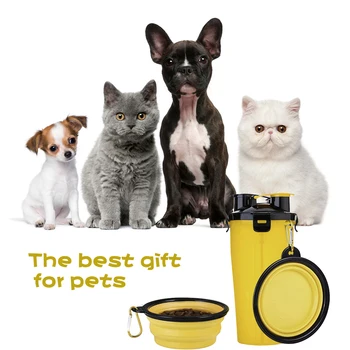 Travel Pet Water Bottle Dog Water Dispenser with Bowl 2 in 1 Portable Dog Mug Food Container for 350ml/12oz Water and 250g Snack
Travel Pet Water Bottle Dog Water Dispenser with Bowl 2 in 1 Portable Dog Mug Food Container for 350ml/12oz Water and 250g Snack