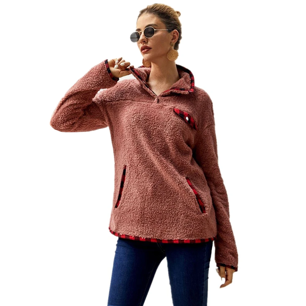 Winter Warm Sweater Check Cloth Fleece Stitching High Neck Pullover Casual Ladies Thick Warm Sweater Street Teddy Fluffy Sweater
Winter Warm Sweater Check Cloth Fleece Stitching High Neck Pullover Casual Ladies Thick Warm Sweater Street Teddy Fluffy Sweater