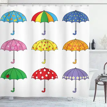 Apartment Decor Shower Curtain by Rainbow Umbrellas with Ornate Polka Dot Butterfly Star Ladybug Planet Patterns Fabric Bathroom
Apartment Decor Shower Curtain by Rainbow Umbrellas with Ornate Polka Dot Butterfly Star Ladybug Planet Patterns Fabric Bathroom