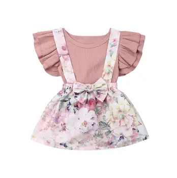 Toddler Kids Baby Girl Clothes Set Summer Short Sleeve Round Neck Bodysuit Tops Floral Suspender Skirt Clothing 2Pcs Outfits 
Toddler Kids Baby Girl Clothes Set Summer Short Sleeve Round Neck Bodysuit Tops Floral Suspender Skirt Clothing 2Pcs Outfits