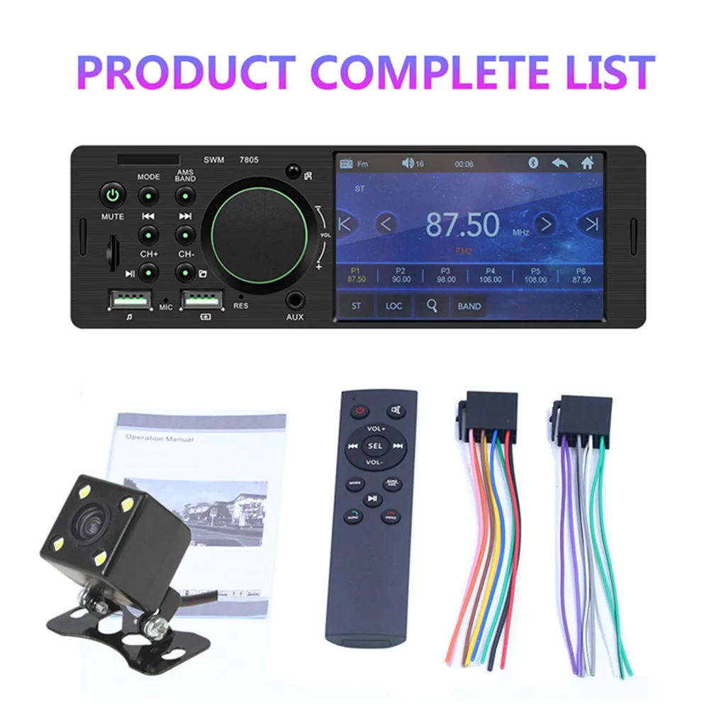 4.1 inch touch Screen 1 Din Car Radio Stereo Audio MP3 Player Car Bluetooth Rearview Camera Remote Control USB FM Aux multimedio
4.1 inch touch Screen 1 Din Car Radio Stereo Audio MP3 Player Car Bluetooth Rearview Camera Remote Control USB FM Aux multimedio