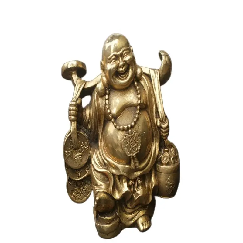 

China Old Bronze Statue Money Buddha Worship Copper Statue Ware Of Fengshui