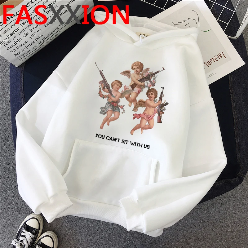 Женская толстовка с капюшоном в стиле хип хоп Angel Aesthetic Harajuku теплая уличная