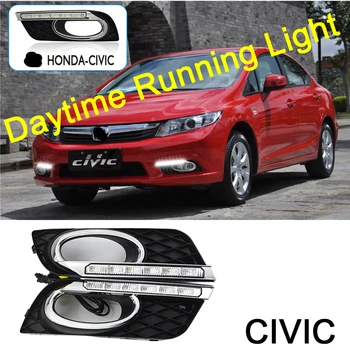 

ECAHAYAKU Daytime Running Lights Car styling LED DRL for Honda Civic 9th 2011-2013 Fog Lamp Cover with Turn Signal Dimmed Light