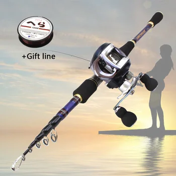 

1.8m 2.1m 2.4m 2.7m carbon lure rod Casting Rods and Casting Reels Fishing Set Travel Tackle fishing set Telescopic Fishing Rod
