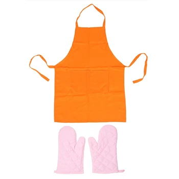 New-Plain Apron with Front Pocket Craft Baking Orange with 1 Pair Kitchen Craft Heat Resistant Cotton Oven Glove Pink
New-Plain Apron with Front Pocket Craft Baking Orange with 1 Pair Kitchen Craft Heat Resistant Cotton Oven Glove Pink