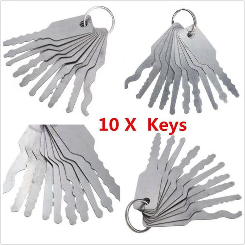 10Pcs/Set Stainless Jiggler And High Quality Keys Dual Sided Car Unlock Lock Open Repair Accessories Tool Kit
10Pcs/Set Stainless Jiggler And High Quality Keys Dual Sided Car Unlock Lock Open Repair Accessories Tool Kit