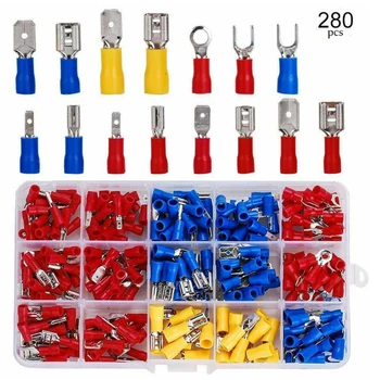 280Pcs Assorted Insulated Spade Crimp Terminal Butt Electrical Wire Cold-Pressure Terminal Set Red Blue Yellow with Box
280Pcs Assorted Insulated Spade Crimp Terminal Butt Electrical Wire Cold-Pressure Terminal Set Red Blue Yellow with Box