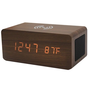 New Wooden Alarm Clock with Bluetooth Speaker Voice Control LED Digital Clock Wireless Charging Phone Wood Temperature Table Clo
New Wooden Alarm Clock with Bluetooth Speaker Voice Control LED Digital Clock Wireless Charging Phone Wood Temperature Table Clo