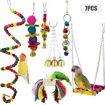 7PCS Bird Swing Chewing Toys Parrots Chewing Hanging Perches with Hammock Bell Toys for Parrot Lorikeets Birds
7PCS Bird Swing Chewing Toys Parrots Chewing Hanging Perches with Hammock Bell Toys for Parrot Lorikeets Birds