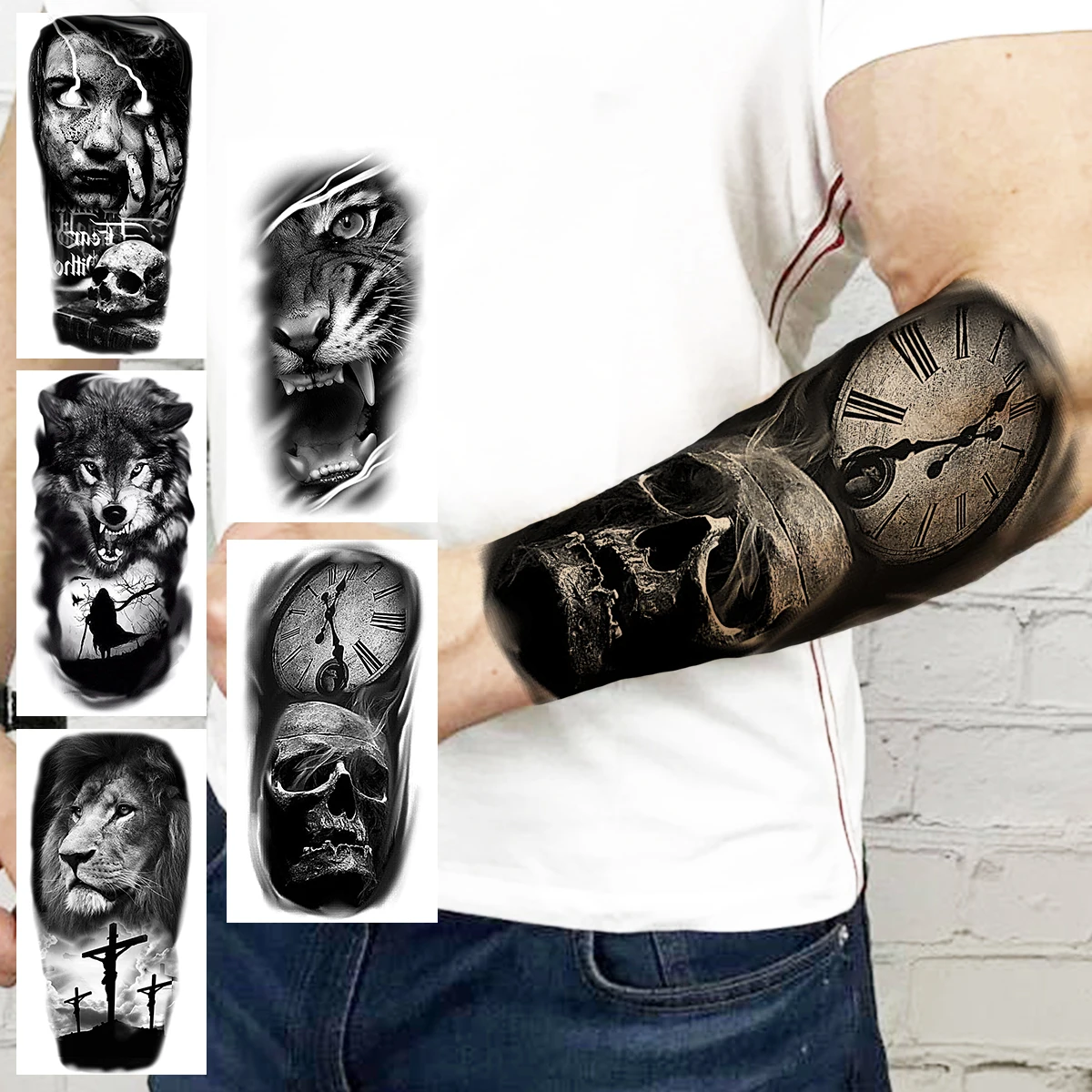 Compass Skull Temporary Tattoos Realistic Vampire Wolf Tiger Lion Fake Tattoo Sticker For Men Women Forearm Body Tatoos Creative
Compass Skull Temporary Tattoos Realistic Vampire Wolf Tiger Lion Fake Tattoo Sticker For Men Women Forearm Body Tatoos Creative