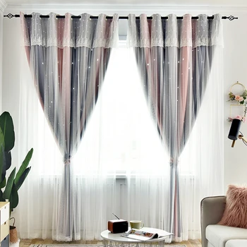 Modern Limplicity Full Shading Lace Window Curtains Pink Fabric +White Tulle Embroidered Double Layer Curtains for Living Room
Modern Limplicity Full Shading Lace Window Curtains Pink Fabric +White Tulle Embroidered Double Layer Curtains for Living Room