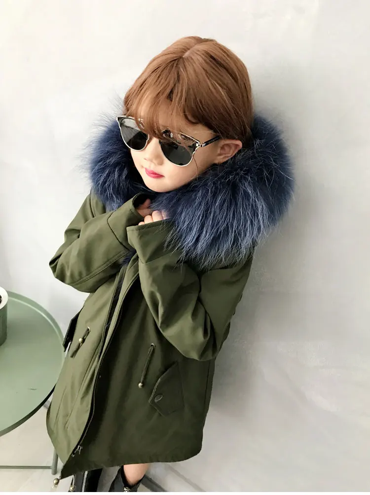 kids parkas natural fox fur child coats for winter (9)