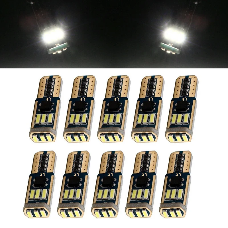 Лампы Yiastar 50/200x T10 W5W светодиод Шина CAN свет без ошибок 4014 9smd белые 12 В автомобильные