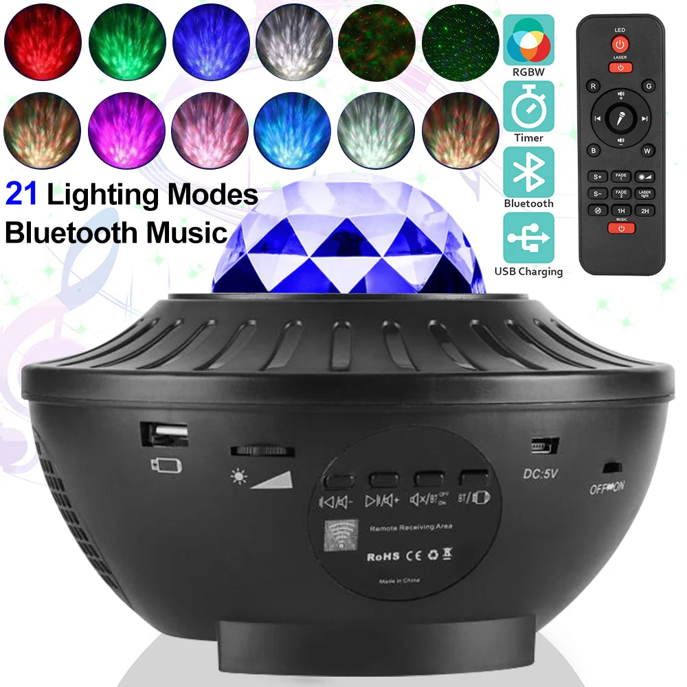 Romantic Colorful Starry Projector Light Bluetooth Music Player Star LED Night Light USB Voice Control Water Wave Projector Lamp
Romantic Colorful Starry Projector Light Bluetooth Music Player Star LED Night Light USB Voice Control Water Wave Projector Lamp