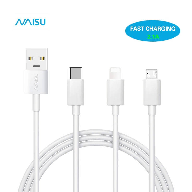 NAISU 3-in-1 Fast Charging Cable 2.1A Micro usb/Lightning/Type C cable For iphone 11 Samsung Huawei Xiaomi Android Charger Wire
NAISU 3-in-1 Fast Charging Cable 2.1A Micro usb/Lightning/Type C cable For iphone 11 Samsung Huawei Xiaomi Android Charger Wire