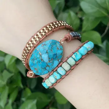 Women Handmade Natural Stone Crystal Hematite Bead Mixed Wrap Leather Bracelet X7JB
Women Handmade Natural Stone Crystal Hematite Bead Mixed Wrap Leather Bracelet X7JB
