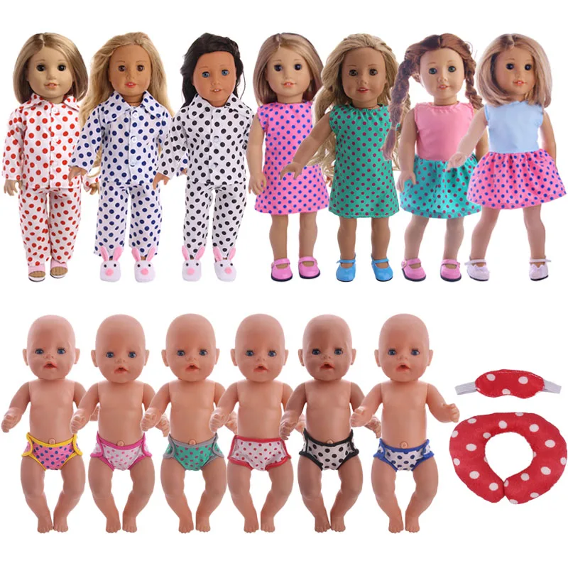 Doll Clothes For New Baby New Born Polka Dot Skirt Panties U-Shaped Pillow For 18 Inch &43 Cm Accessories For Girl's Toy Gift
Doll Clothes For New Baby New Born Polka Dot Skirt Panties U-Shaped Pillow For 18 Inch &43 Cm Accessories For Girl's Toy Gift
