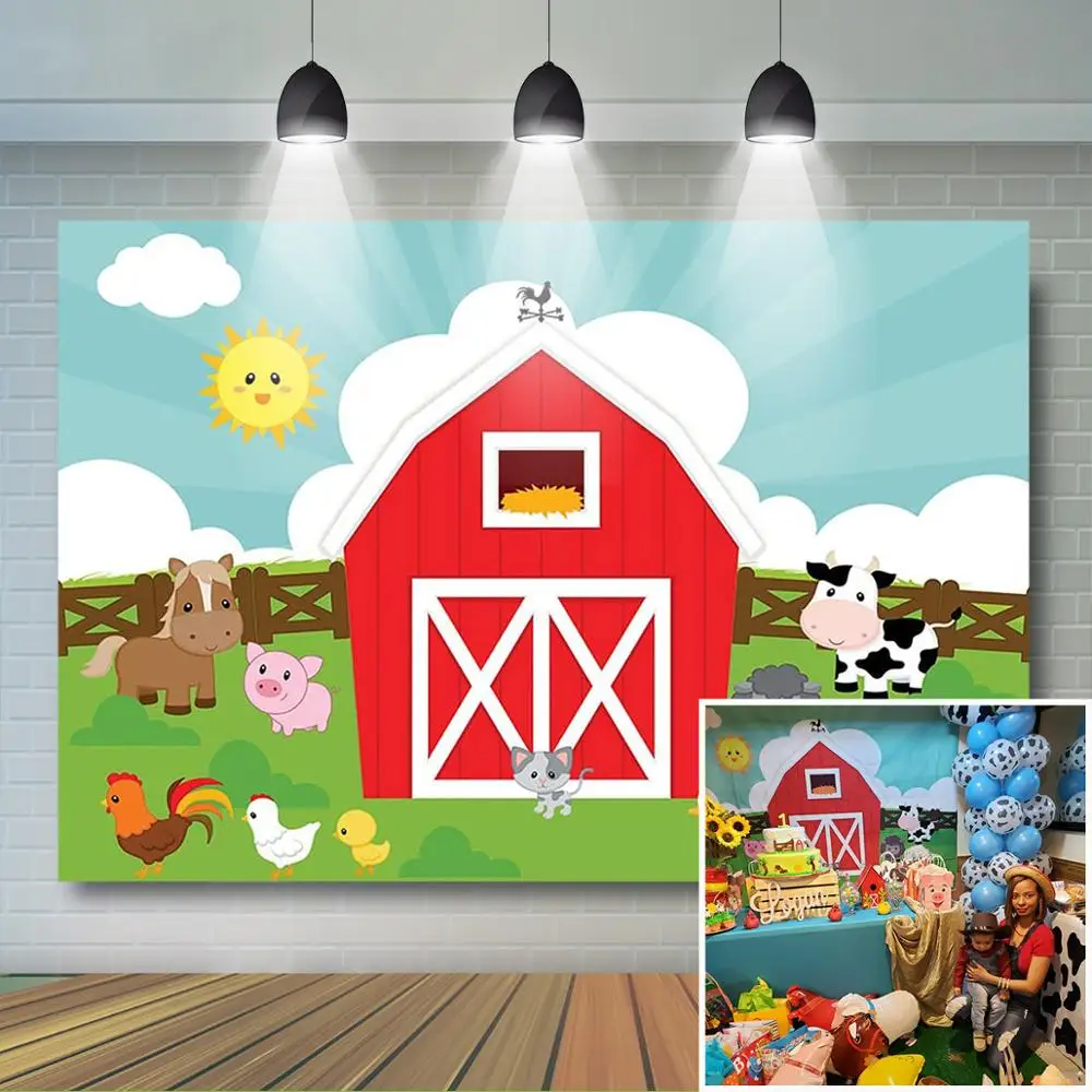 Cartoon Farm Birthday Backdrop Red Farm Barnyard Baby Shower Background Farm Animals Children Birthday Party Banner Decoration
Cartoon Farm Birthday Backdrop Red Farm Barnyard Baby Shower Background Farm Animals Children Birthday Party Banner Decoration
