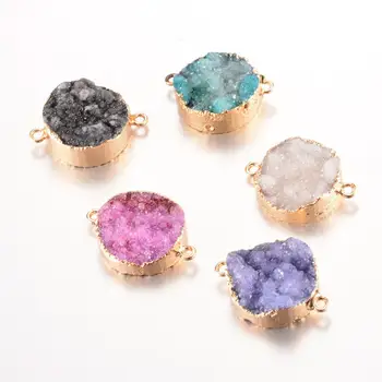 1 Box Plated Natural Druzy Agate Links with Light Gold Plated Brass Findings 2mm
1 Box Plated Natural Druzy Agate Links with Light Gold Plated Brass Findings 2mm