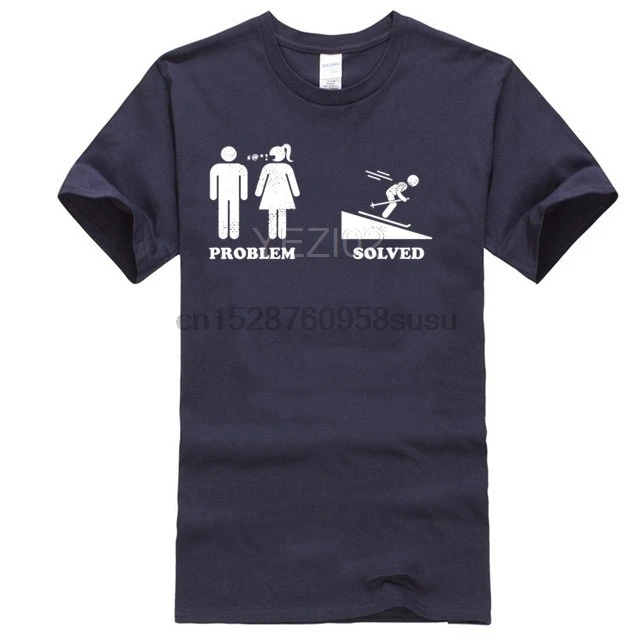 Problem Solved Skiing MENS Powder Monkeez T-SHIRT tee birthday gift ski skier |