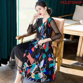 French Vintage Printed MIYAKE Pleated Dress Spring Clothing New Style WOMEN 'S Dress Mid-length Large Size dress women elegant
French Vintage Printed MIYAKE Pleated Dress Spring Clothing New Style WOMEN 'S Dress Mid-length Large Size dress women elegant