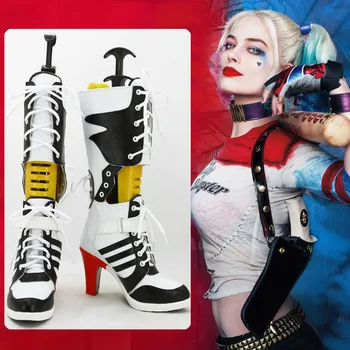 Harley Quinn Cosplay White Leather Women Boots Joker Quinn Suicide Squad Harley Shoes Costumes Halloween Cartoon Clown Boots 
Harley Quinn Cosplay White Leather Women Boots Joker Quinn Suicide Squad Harley Shoes Costumes Halloween Cartoon Clown Boots