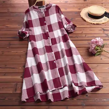 Oversized 5XL Stylish Casual Long Sleeve Women's Irregular Sundress 2020 ZANZEA Check Shirt Dress Vestidos Female Button Robe
Oversized 5XL Stylish Casual Long Sleeve Women's Irregular Sundress 2020 ZANZEA Check Shirt Dress Vestidos Female Button Robe