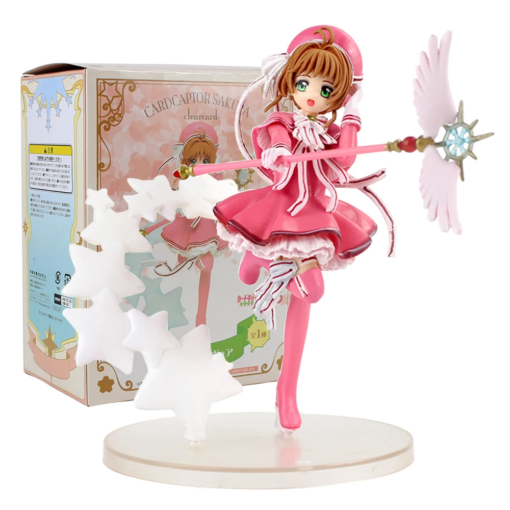 17cm Card Captor Sakura Clear Card Kinomoto Sakura with Magic Wand Pink Dress Girl Doll PVC Figure Collection Model Toys
17cm Card Captor Sakura Clear Card Kinomoto Sakura with Magic Wand Pink Dress Girl Doll PVC Figure Collection Model Toys
