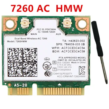 Dual Band Wireless-AC 7260HMWAC 7260HMW 7260AC 2.4G/5Ghz 802.11ac MINI PCI-E 2x2 WiFi Card Wi-Fi + Bluetooth 4.0 Wlan Adapter
Dual Band Wireless-AC 7260HMWAC 7260HMW 7260AC 2.4G/5Ghz 802.11ac MINI PCI-E 2x2 WiFi Card Wi-Fi + Bluetooth 4.0 Wlan Adapter