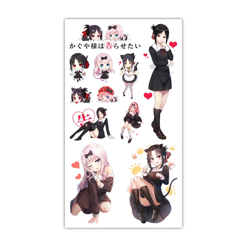 1pc KAGUYA-SAMA: LOVE IS WAR Tattoo Sticker Anime Stiker Water Transfer Temporary Children Tattoos Paper For Kids Body Arm
1pc KAGUYA-SAMA: LOVE IS WAR Tattoo Sticker Anime Stiker Water Transfer Temporary Children Tattoos Paper For Kids Body Arm