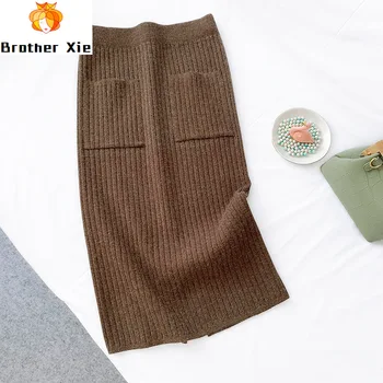 Waist High 2020 Knitted Women Winter Boydonc Midi Skirt With Pocket Fashion Women Autumn Skirt Split Hem Faldas Jupe Femme Saia
Waist High 2020 Knitted Women Winter Boydonc Midi Skirt With Pocket Fashion Women Autumn Skirt Split Hem Faldas Jupe Femme Saia